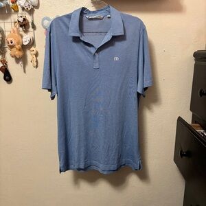 Travis Mathew Golf Blue Polo Shirt Men Golf Athletic Casual Short Sleeve Sz L